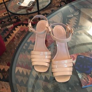 Tory Burch Nude Block Heel Sandal.